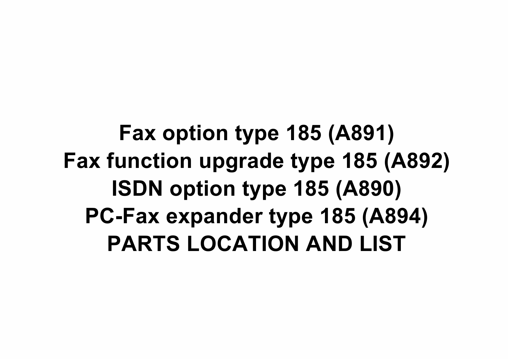 RICOH Options A891 Fax-option-type-185 Parts Catalog PDF download-1